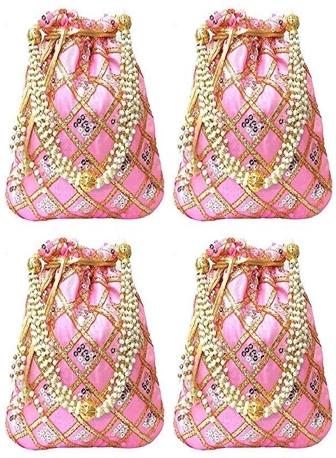 حقيبة بوتلي وردية اللون مزينة بالترتر من دوقة للنساء (عبوة من 4 قطع)